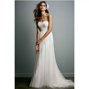 Plus size Galina Swiss dot tulle wedding dress